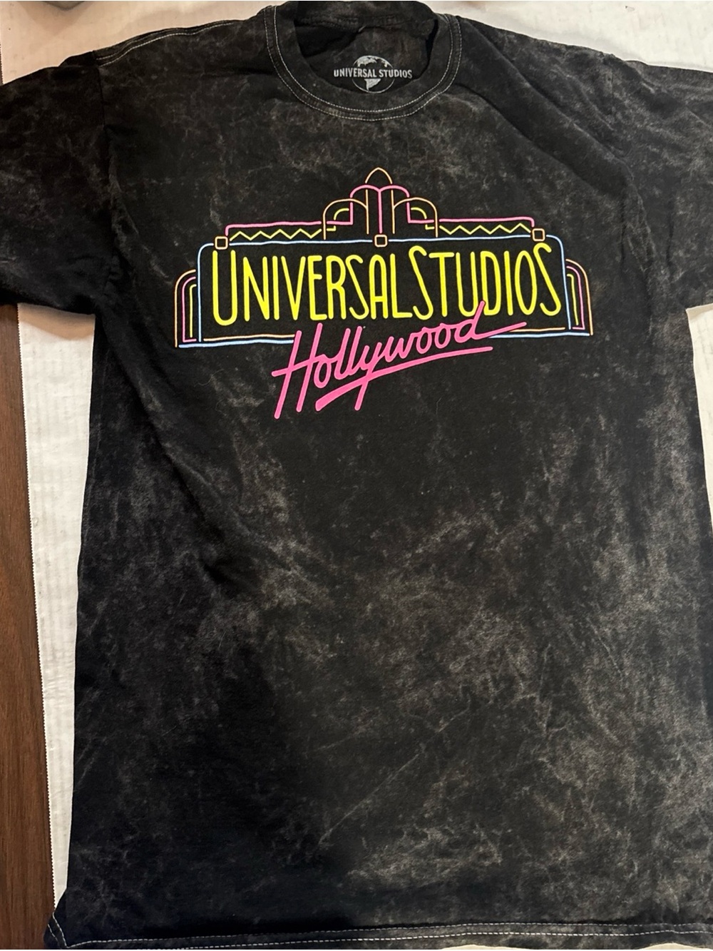 Universal Studios Hollywood stonewashed Tee with Neon Print